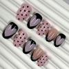image:imageBABALAL Polka Dot Press on Nails Short Square Fake Nails  Brown Green Blue 3D Design Cat Eye Bling Y2k Anime Plaid Acrylic 24Pcs False NailsFNr1401