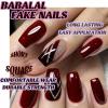 image:imageBABALAL Polka Dot Press on Nails Short Square Fake Nails  Brown Green Blue 3D Design Cat Eye Bling Y2k Anime Plaid Acrylic 24Pcs False NailsFNr14red