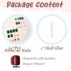 image:imageBABALAL Polka Dot Press on Nails Short Square Fake Nails  Brown Green Blue 3D Design Cat Eye Bling Y2k Anime Plaid Acrylic 24Pcs False NailsFNr2201