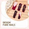 image:imageBABALAL Press on Nails  Long Square Glue on Nails Cheetah Leopard French Tip Red Acrylic 3D Y2k Trendy Design Thick Glossy Full Cover Fake Nails 24Pcs CustomFNO03tortoise