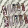 image:imageBABALAL Press on Nails  Long Square Glue on Nails Cheetah Leopard French Tip Red Acrylic 3D Y2k Trendy Design Thick Glossy Full Cover Fake Nails 24Pcs CustomFNO03white