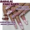 image:imageBABALAL Press on Nails  Long Square Glue on Nails Cheetah Leopard French Tip Red Acrylic 3D Y2k Trendy Design Thick Glossy Full Cover Fake Nails 24Pcs CustomFNO14white