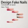 image:imageBABALAL Press on Nails  Long Square Glue on Nails Cheetah Leopard French Tip Red Acrylic 3D Y2k Trendy Design Thick Glossy Full Cover Fake Nails 24Pcs CustomFNO03leopard