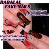 image:imageBABALAL Press on Nails  Long Square Glue on Nails Cheetah Leopard French Tip Red Acrylic 3D Y2k Trendy Design Thick Glossy Full Cover Fake Nails 24Pcs CustomFNO03cherry