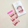image:imageBABALAL Press on Nails  Long Square Glue on Nails Cheetah Leopard French Tip Red Acrylic 3D Y2k Trendy Design Thick Glossy Full Cover Fake Nails 24Pcs CustomFNO11red