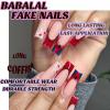 image:imageBABALAL Press on Nails  Long Square Glue on Nails Cheetah Leopard French Tip Red Acrylic 3D Y2k Trendy Design Thick Glossy Full Cover Fake Nails 24Pcs CustomFNO11red