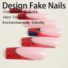 image:imageBABALAL Press on Nails  Long Square Glue on Nails Cheetah Leopard French Tip Red Acrylic 3D Y2k Trendy Design Thick Glossy Full Cover Fake Nails 24Pcs CustomFNO11red