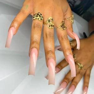image:imageBABALAL Press on Nails  Long Square Glue on Nails Cheetah Leopard French Tip Red Acrylic 3D Y2k Trendy Design Thick Glossy Full Cover Fake Nails 24Pcs CustomFNO02curved