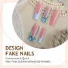 image:imageBABALAL Acrylic Press on Nails Medium Coffin Fake Nails  White French Tip Bow Charm amp Shiny Rhinestone Luxury Design Handmade Manicure 24Pcs Full Cover False NailsBNR106