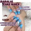 image:imageBABALAL Acrylic Press on Nails Medium Coffin Fake Nails  White French Tip Bow Charm amp Shiny Rhinestone Luxury Design Handmade Manicure 24Pcs Full Cover False NailsBNR113