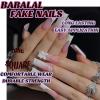 image:imageBABALAL Acrylic Press on Nails Medium Coffin Fake Nails  White French Tip Bow Charm amp Shiny Rhinestone Luxury Design Handmade Manicure 24Pcs Full Cover False NailsBNR112