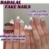 image:imageBABALAL Acrylic Press on Nails Medium Coffin Fake Nails  White French Tip Bow Charm amp Shiny Rhinestone Luxury Design Handmade Manicure 24Pcs Full Cover False NailsBNR1010white