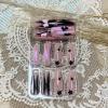 image:imageBABALAL Acrylic Press on Nails Medium Coffin Fake Nails  White French Tip Bow Charm amp Shiny Rhinestone Luxury Design Handmade Manicure 24Pcs Full Cover False NailsBNR105