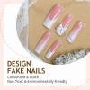 image:imageBABALAL Acrylic Press on Nails Medium Coffin Fake Nails  White French Tip Bow Charm amp Shiny Rhinestone Luxury Design Handmade Manicure 24Pcs Full Cover False NailsBNR112