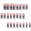 image:imageBABALAL Acrylic Press on Nails Medium Coffin Fake Nails  White French Tip Bow Charm amp Shiny Rhinestone Luxury Design Handmade Manicure 24Pcs Full Cover False NailsBNR116
