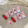 image:imageBABALAL Acrylic Press on Nails Medium Coffin Fake Nails  White French Tip Bow Charm amp Shiny Rhinestone Luxury Design Handmade Manicure 24Pcs Full Cover False NailsBNR110