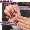 image:imageBABALAL Acrylic Press on Nails Medium Coffin Fake Nails  White French Tip Bow Charm amp Shiny Rhinestone Luxury Design Handmade Manicure 24Pcs Full Cover False NailsBNR110