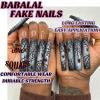 image:imageBABALAL Acrylic Press on Nails Medium Coffin Fake Nails  White French Tip Bow Charm amp Shiny Rhinestone Luxury Design Handmade Manicure 24Pcs Full Cover False NailsBNR114