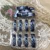 image:imageBABALAL Acrylic Press on Nails Medium Coffin Fake Nails  White French Tip Bow Charm amp Shiny Rhinestone Luxury Design Handmade Manicure 24Pcs Full Cover False NailsBNR114