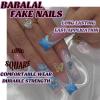 image:imageBABALAL Acrylic Press on Nails Medium Coffin Fake Nails  White French Tip Bow Charm amp Shiny Rhinestone Luxury Design Handmade Manicure 24Pcs Full Cover False NailsBNR109