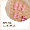 image:imageBABALAL Acrylic Press on Nails Medium Coffin Fake Nails  White French Tip Bow Charm amp Shiny Rhinestone Luxury Design Handmade Manicure 24Pcs Full Cover False NailsBNR111pink