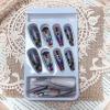 image:imageBABALAL Acrylic Press on Nails Medium Coffin Fake Nails  White French Tip Bow Charm amp Shiny Rhinestone Luxury Design Handmade Manicure 24Pcs Full Cover False NailsBNR120