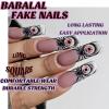 image:imageBABALAL Acrylic Press on Nails Medium Coffin Fake Nails  White French Tip Bow Charm amp Shiny Rhinestone Luxury Design Handmade Manicure 24Pcs Full Cover False NailsBNR116