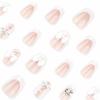 image:imageBABALAL Acrylic Press on Nails Medium Coffin Fake Nails  White French Tip Bow Charm amp Shiny Rhinestone Luxury Design Handmade Manicure 24Pcs Full Cover False NailsBNR1010white