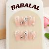 image:imageBABALAL Bling Press on Nails Long Coffin Fake Nails Nude Glue on Nails Shiny Rhinestone Charm Design Luxury Acrylic Nails 24Pcs Ballerina False Nails