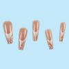 image:imageBABALAL Coffin Press on Nails Long Fake Nails Glue on Omber Marble 24 Pcs Ballerina Glossy Stick on Acrylic False Nails for Women and Girls