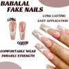 image:imageBABALAL Coffin Press on Nails Long Fake Nails Glue on Omber Marble 24 Pcs Ballerina Glossy Stick on Acrylic False Nails for Women and Girls