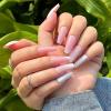 image:imageBABALAL Coffin Press on Nails Long Fake Nails Pink White French Glue on Nails Glitter Acrylic Nails Ballerina Shiny False Nails for Women and Girls