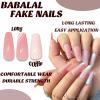 image:imageBABALAL Coffin Press on Nails Long Fake Nails Pink White French Glue on Nails Glitter Acrylic Nails Ballerina Shiny False Nails for Women and Girls