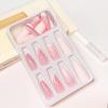 image:imageBABALAL Coffin Press on Nails Long Fake Nails Pink White French Glue on Nails Glitter Acrylic Nails Ballerina Shiny False Nails for Women and Girls