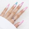 image:imageBABALAL Coffin Press on Nails Long Fake Nails with Nail Glue Glossy Glue on Nails 24pcs Ballerina Acrylic Nails French Full Cover False Nails for Women and Girls