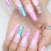 image:imageBABALAL Coffin Press on Nails Long Fake Nails with Nail Glue Glossy Glue on Nails 24pcs Ballerina Acrylic Nails French Full Cover False Nails for Women and Girls