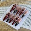 image:imageBABALAL Long Coffin Press On Nails  Brown Silver Chrome Ombre Fake Nails with Luxury Design Gold Charms 10 Pieces Custom Handmade False Nails For Women ManicureBNCU104