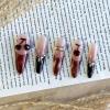 image:imageBABALAL Long Coffin Press On Nails  Brown Silver Chrome Ombre Fake Nails with Luxury Design Gold Charms 10 Pieces Custom Handmade False Nails For Women ManicureBNCU104