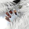 image:imageBABALAL Long Coffin Press On Nails  Brown Silver Chrome Ombre Fake Nails with Luxury Design Gold Charms 10 Pieces Custom Handmade False Nails For Women ManicureBNCU110