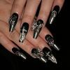 image:imageBABALAL Long Coffin Press On Nails  Brown Silver Chrome Ombre Fake Nails with Luxury Design Gold Charms 10 Pieces Custom Handmade False Nails For Women ManicureBNCU102xs