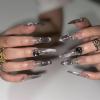image:imageBABALAL Long Coffin Press On Nails  Brown Silver Chrome Ombre Fake Nails with Luxury Design Gold Charms 10 Pieces Custom Handmade False Nails For Women ManicureBNCU103xs