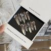 image:imageBABALAL Long Coffin Press On Nails  Brown Silver Chrome Ombre Fake Nails with Luxury Design Gold Charms 10 Pieces Custom Handmade False Nails For Women ManicureBNCU103m
