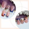 image:imageBABALAL Long Coffin Press on Nails  Gold Chrome Fake Nails 3d Design Cat Eye Bling Shiny French Tip Luxury Acrylic False Nails 24Pcs CustombbfnH001