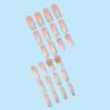 image:imageBABALAL Long Coffin Press on Nails  Gold Chrome Fake Nails 3d Design Cat Eye Bling Shiny French Tip Luxury Acrylic False Nails 24Pcs CustombbfnH004
