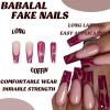 image:imageBABALAL Long Coffin Press on Nails  Gold Chrome Fake Nails 3d Design Cat Eye Bling Shiny French Tip Luxury Acrylic False Nails 24Pcs CustombbfnH008