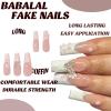 image:imageBABALAL Long Coffin Press on Nails  Gold Chrome Fake Nails 3d Design Cat Eye Bling Shiny French Tip Luxury Acrylic False Nails 24Pcs CustombbfnH011
