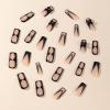 image:imageBABALAL Long Coffin Press on Nails  Gold Chrome Fake Nails 3d Design Cat Eye Bling Shiny French Tip Luxury Acrylic False Nails 24Pcs CustombbfnH013
