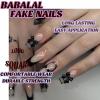 image:imageBABALAL Long Coffin Press on Nails  Gold Chrome Fake Nails 3d Design Cat Eye Bling Shiny French Tip Luxury Acrylic False Nails 24Pcs CustombbfnH013