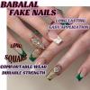 image:imageBABALAL Long Coffin Press on Nails  Gold Chrome Fake Nails 3d Design Cat Eye Bling Shiny French Tip Luxury Acrylic False Nails 24Pcs CustombbfnH021