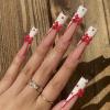 image:imageBABALAL Long Coffin Press on Nails  Gold Chrome Fake Nails 3d Design Cat Eye Bling Shiny French Tip Luxury Acrylic False Nails 24Pcs CustombbfnH023